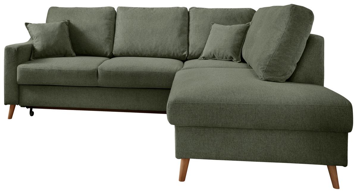 Ecksofa Valentina Dunkelgrün S: 230x200 Cm - Dunkelgrün/Naturfarben, MODERN, Textil (230/200cm) - Livetastic