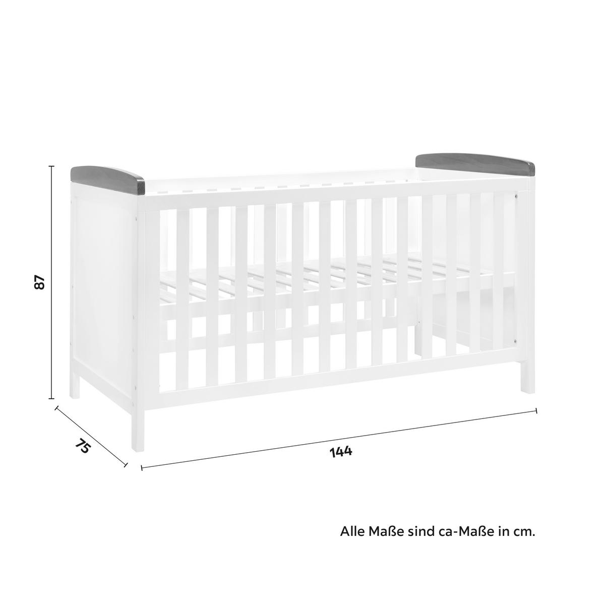 Postýlka s příčkami LOU bílá - bílá/barvy borovice, Moderní, dřevo (144/75/87cm) - Bessagi Kids