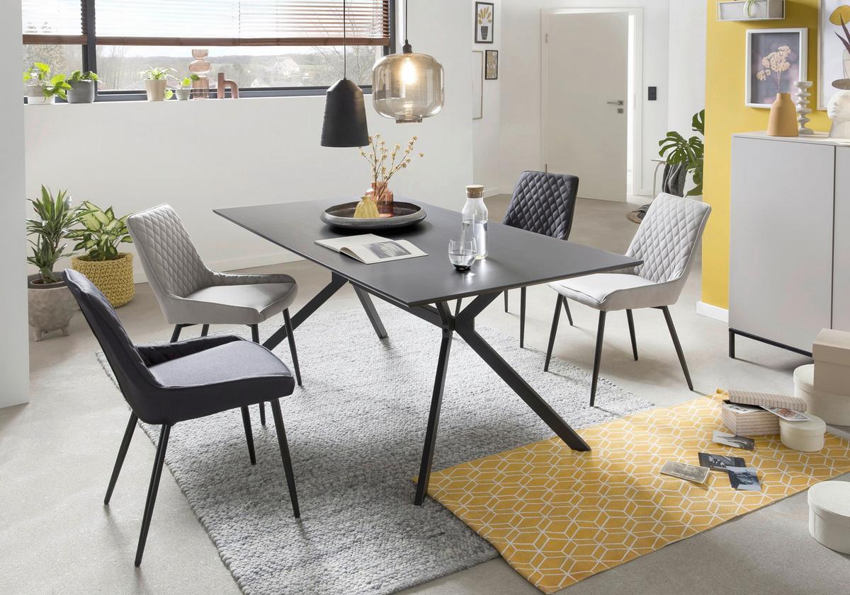 Stuhl-set Hellgrau, B: 52cm - Hellgrau/Schwarz, Design, Textil/Metall (52/86/56cm) - Livetastic