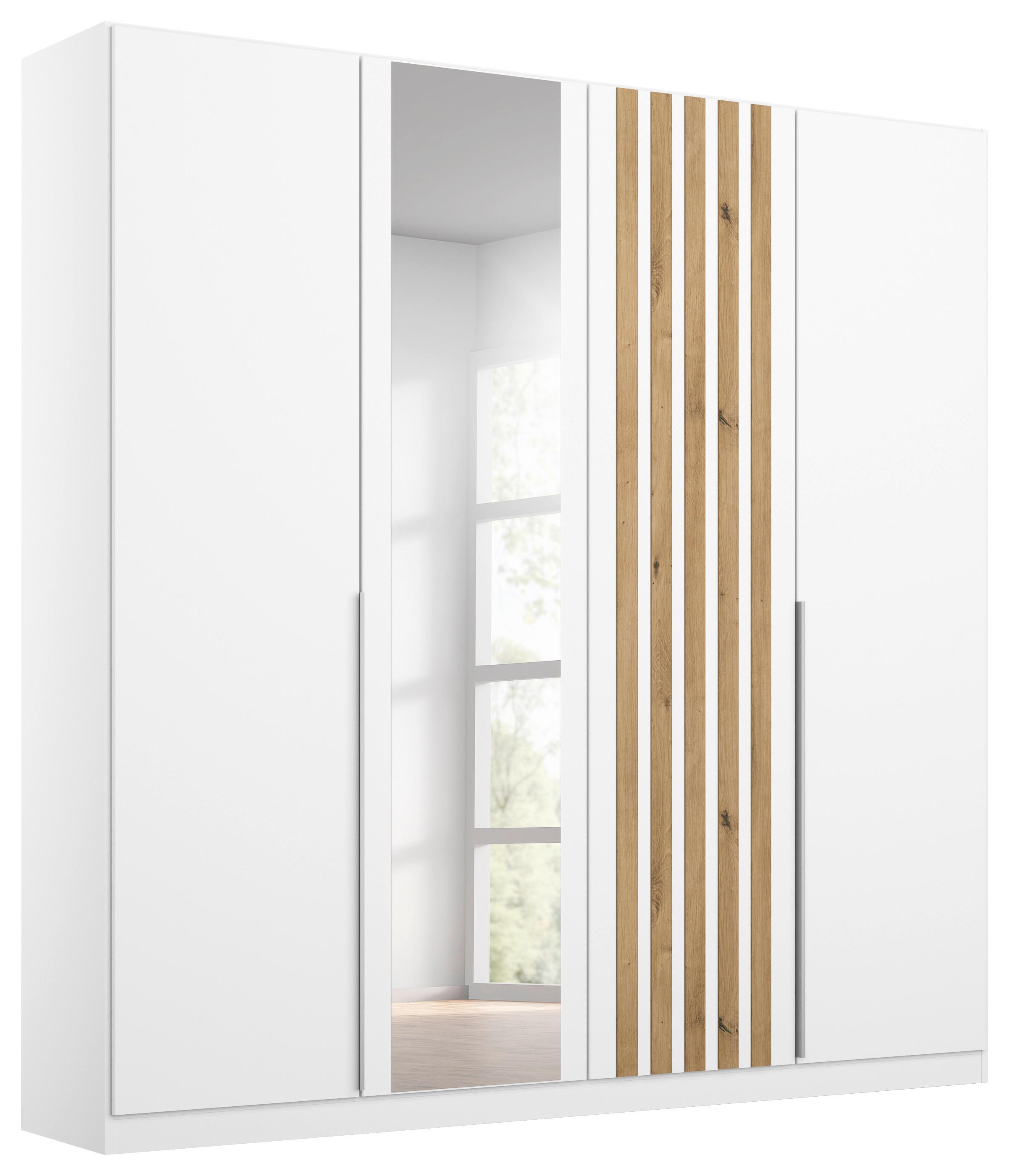 Drehtürenschrank B: 181 cm Lamella Weiß/Eiche Dekor - Weiß/Eiche Artisan, MODERN, Holzwerkstoff (181/210/54cm) - Rauch Möbel