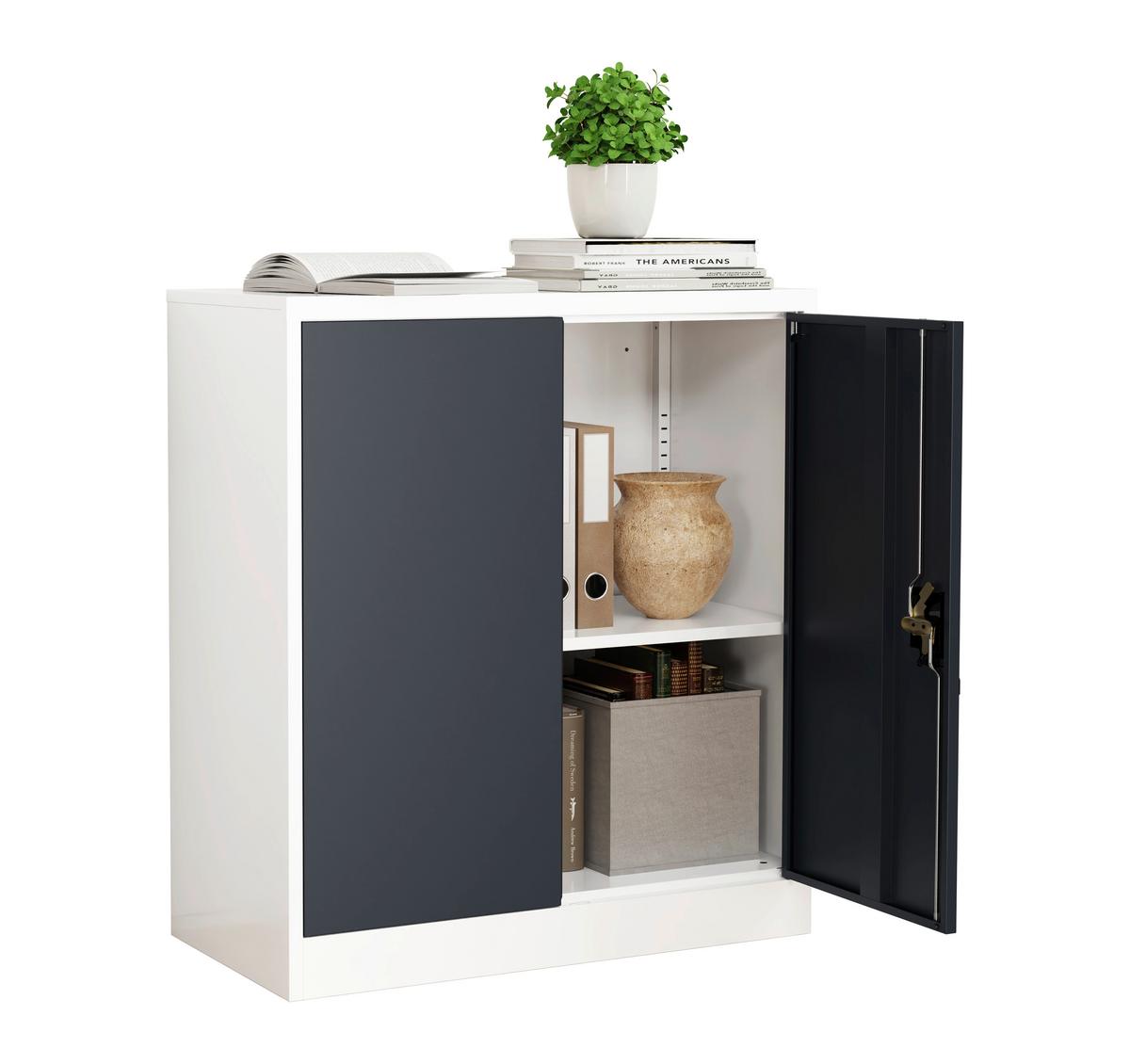 Aktenschrank Malivo Weiß/Anthrazit B: 80cm - Anthrazit/Weiß, KONVENTIONELL, Metall (80/90/40cm) - MID.YOU