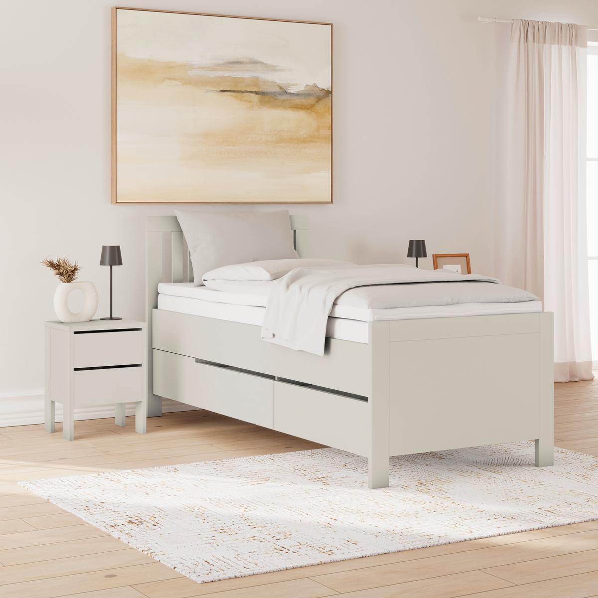 Stauraumbett Pisa mit 4 Laden kaschmirfarben 90x200 - Kaschmir, ROMANTIK / LANDHAUS, Holz (90/200cm) - James Wood
