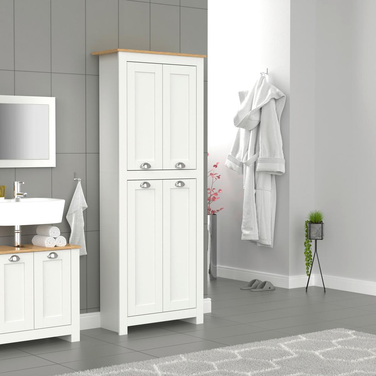 Kleiderschrank Balusa Weiß, Eiche Dekor B: 72 cm - Honigeiche/Weiß, LIFESTYLE, Holzwerkstoff (72/184/31,5cm) - MID.YOU