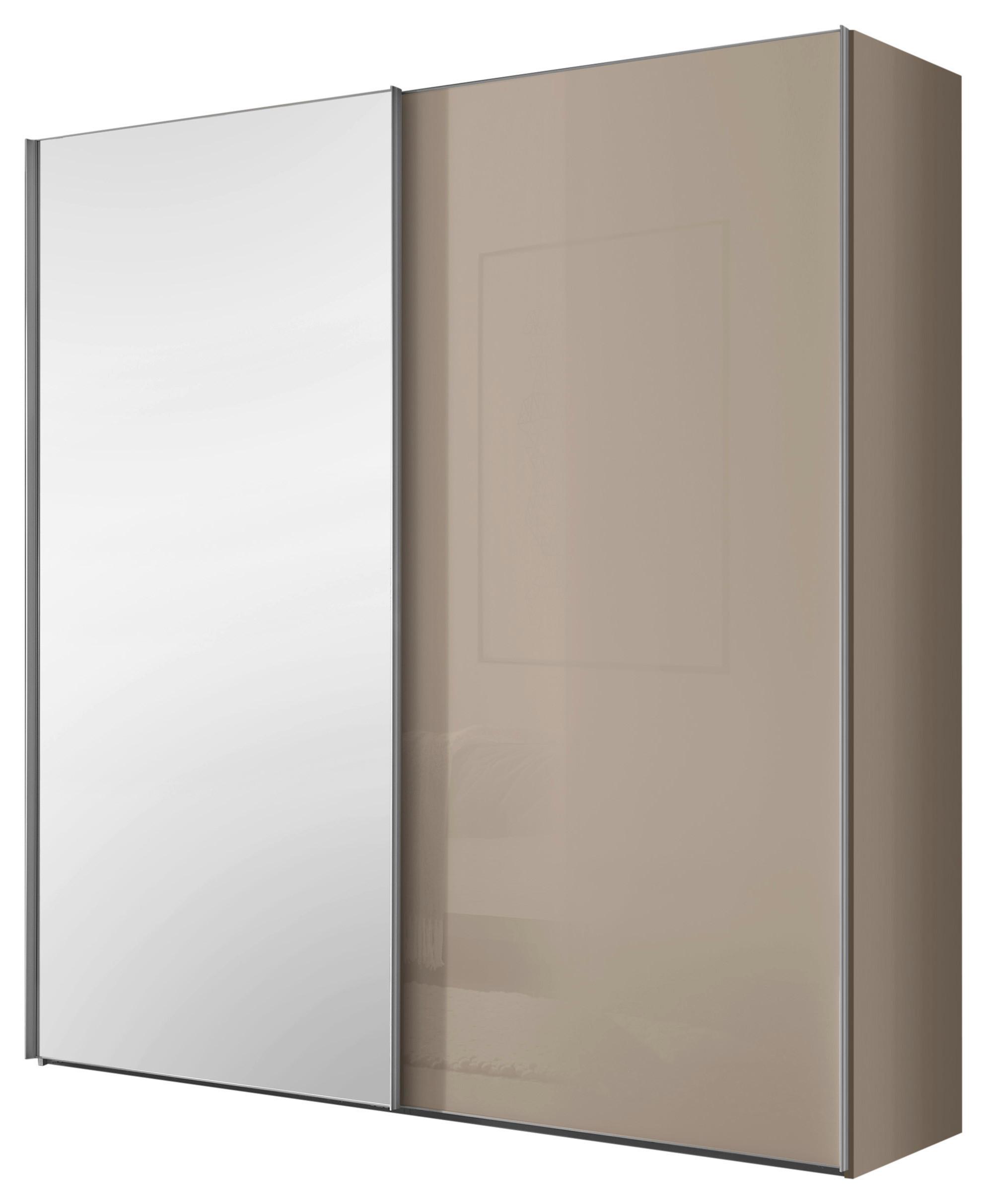 Schwebetürenschrank mit Spiegel 200cm Lumos - Sandfarben/Klar, Trend, Glas/Holzwerkstoff (200/222/64cm) - Luca Bessoni