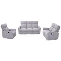 Sitzgarnitur London 3-teilig Cord Hellgrau, B: 133 Cm - Schwarz/Grau, Basics, Holz/Textil (133/105/93cm) - Ondega