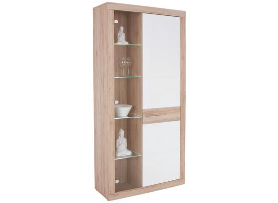 Vitrína Malta - farby dubu/biela, Moderný (96/197/35cm) Vitrína Malta - farby dubu/biela, Moderný (96/197/35cm)