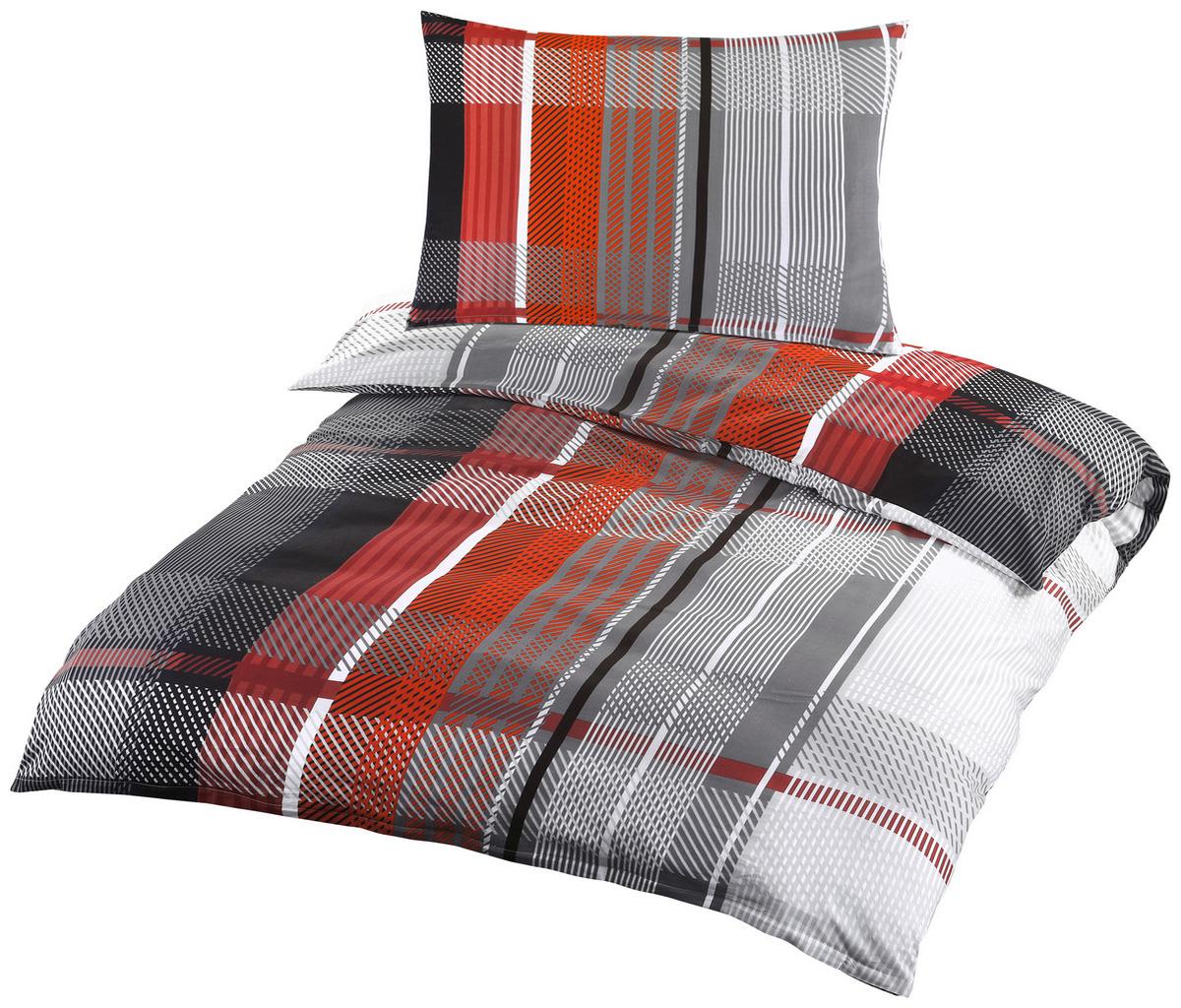 Ágyneműhuzat-garnitúra Ramona - világosszürke/sötétvörös, Modern, textil - Luca Bessoni