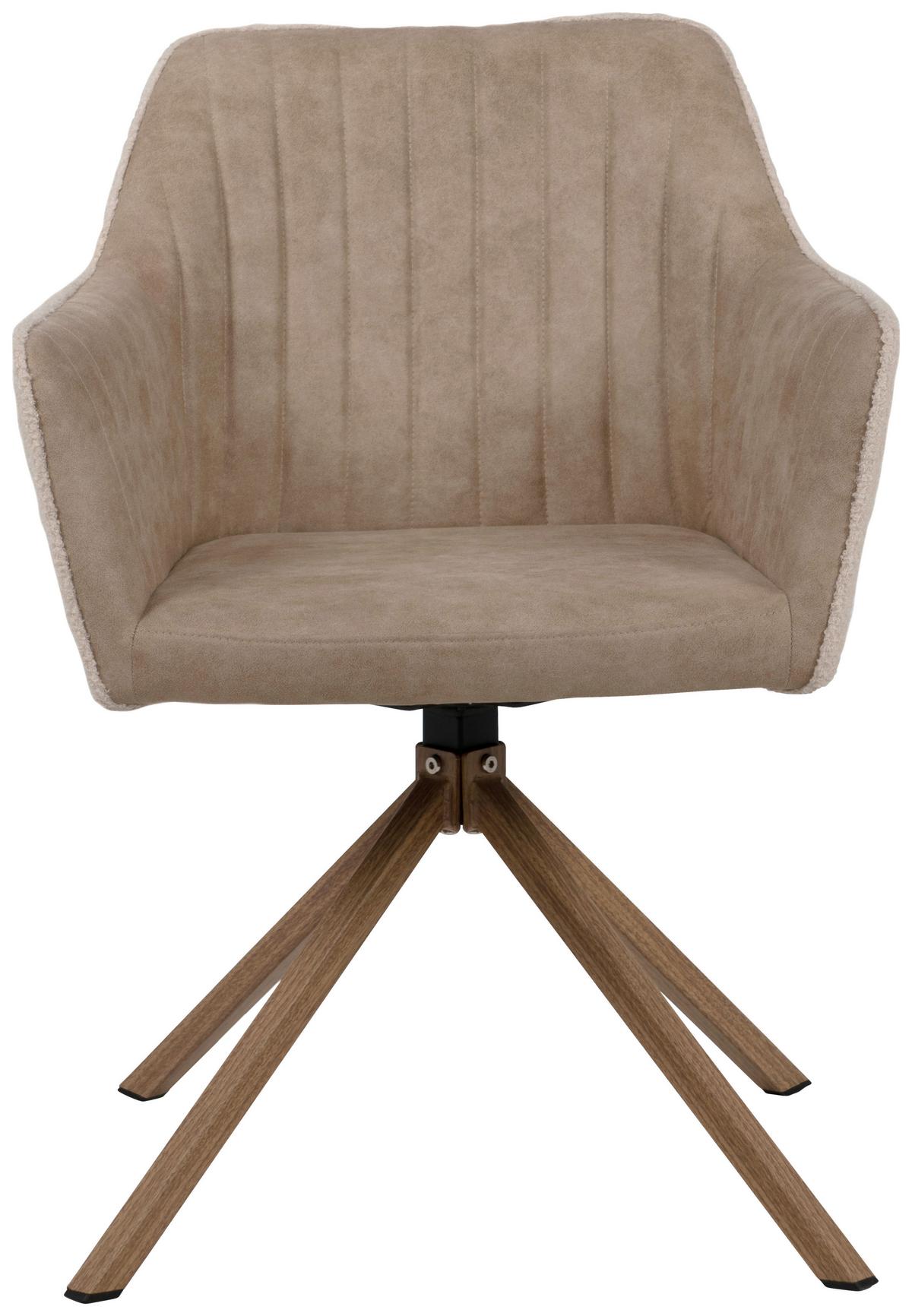 Armlehnstuhl Ray Beige Drehbare Sitzfläche - Eichefarben/Beige, KONVENTIONELL, Textil/Metall (58,5/81/60cm) - MID.YOU