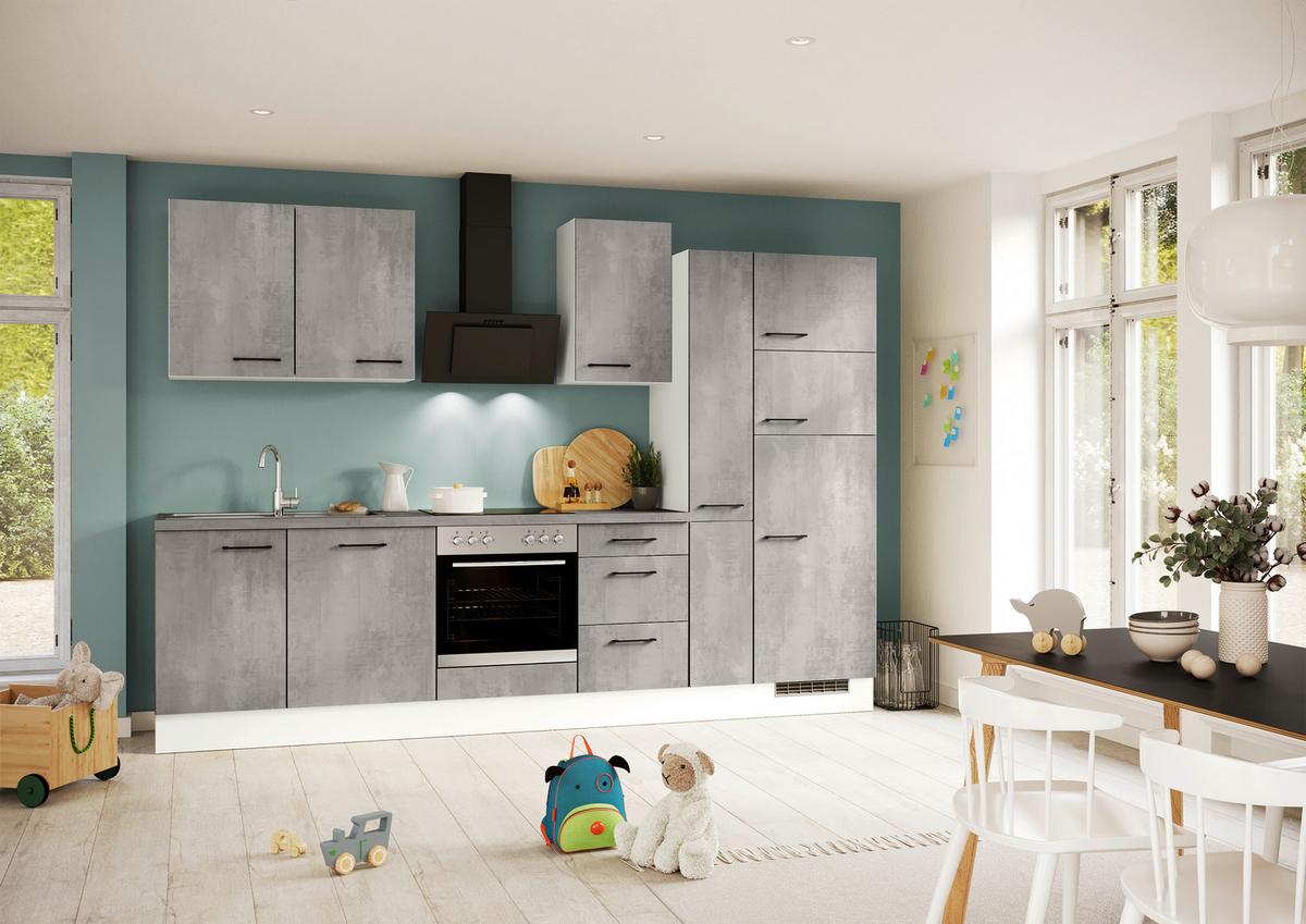 Küchenblock Ip120 Grau/Weiß B: 310 cm - Eichefarben/Weiß, Trend, Holzwerkstoff (310cm) - Impuls