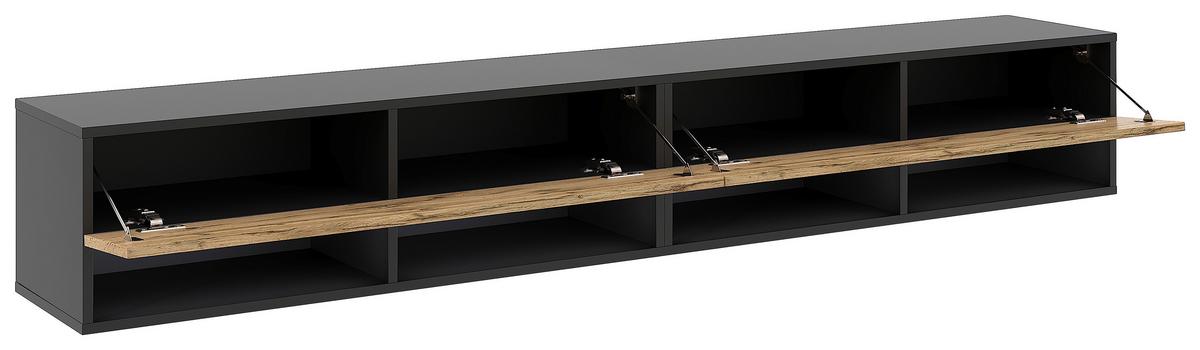 Lowboard Derby 200 - Eiche Wotan/Schwarz, Design, Holzwerkstoff (200/31,5/32,5cm) - Livetastic