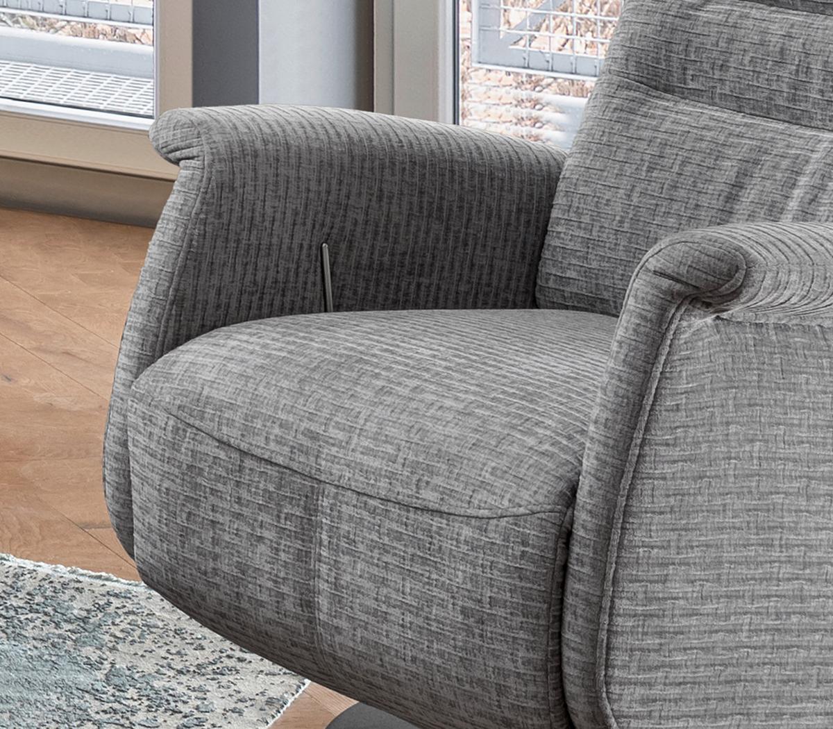 Relaxsessel Latina Grau 360 Grad drehbar, B: 72 cm - Schwarz/Grau, MODERN, Textil (72/118/85-165cm) - Livetastic