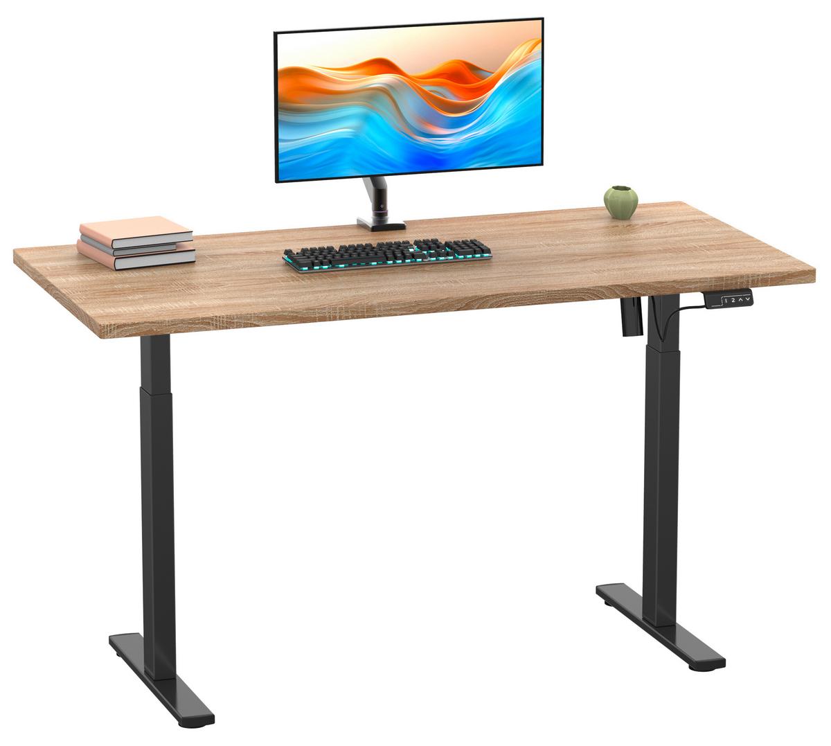 Schreibtisch E-lona Sonoma Eiche B: 50 Cm - Schwarz/Sonoma Eiche, Design, Holzwerkstoff/Metall (110/50/71cm) - MID.YOU