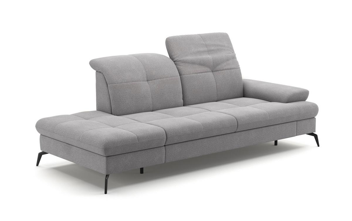 Récamiere Amica E, Hellgrau B: 231 Cm - Hellgrau/Schwarz, KONVENTIONELL, Textil (231/90/122cm) - Sit & More