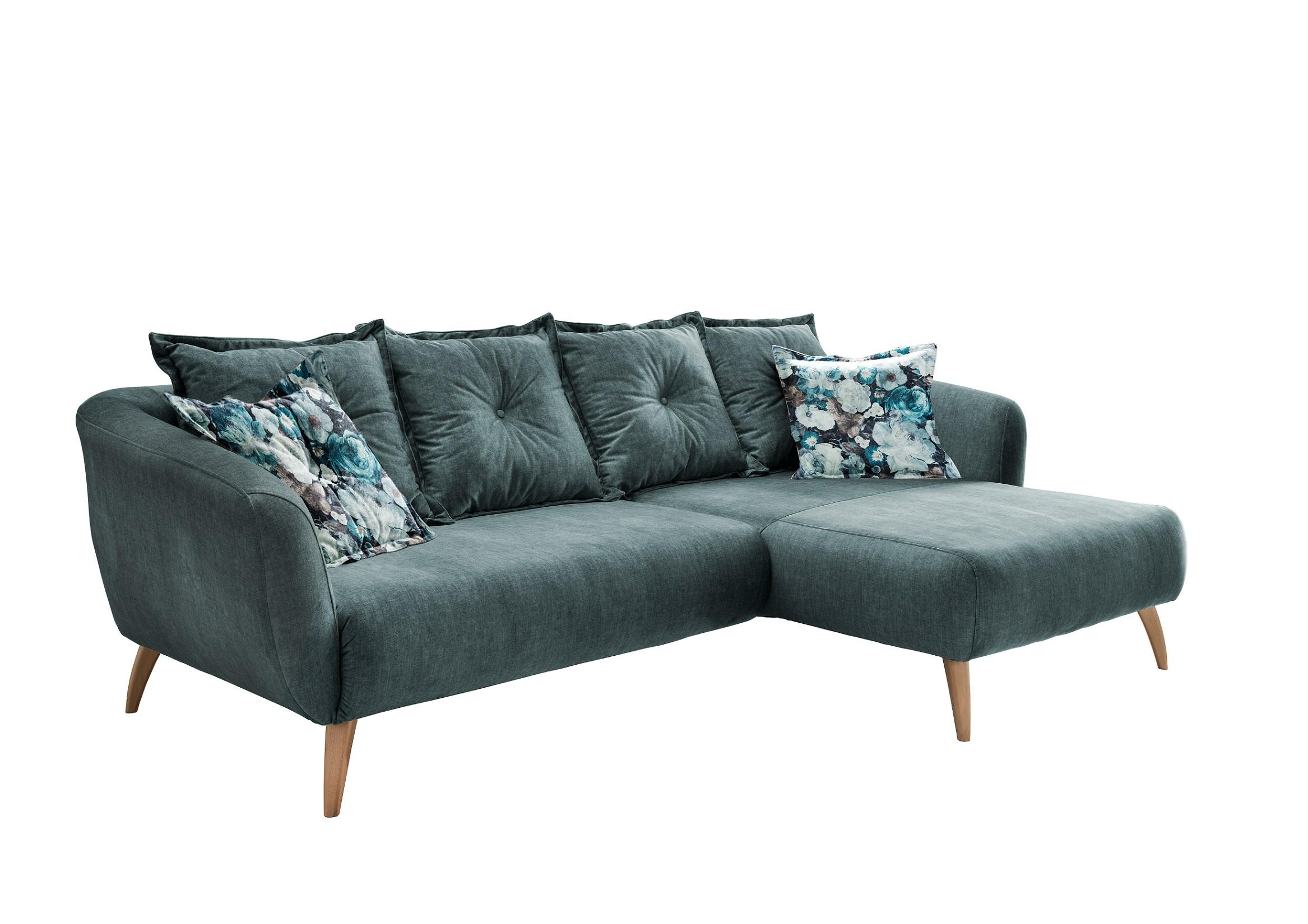 Ecksofa Baggio Dblau/Dgrün S:277/162cm - Blau/Buchefarben, MODERN, Holz/Textil (277/162cm) - Livetastic