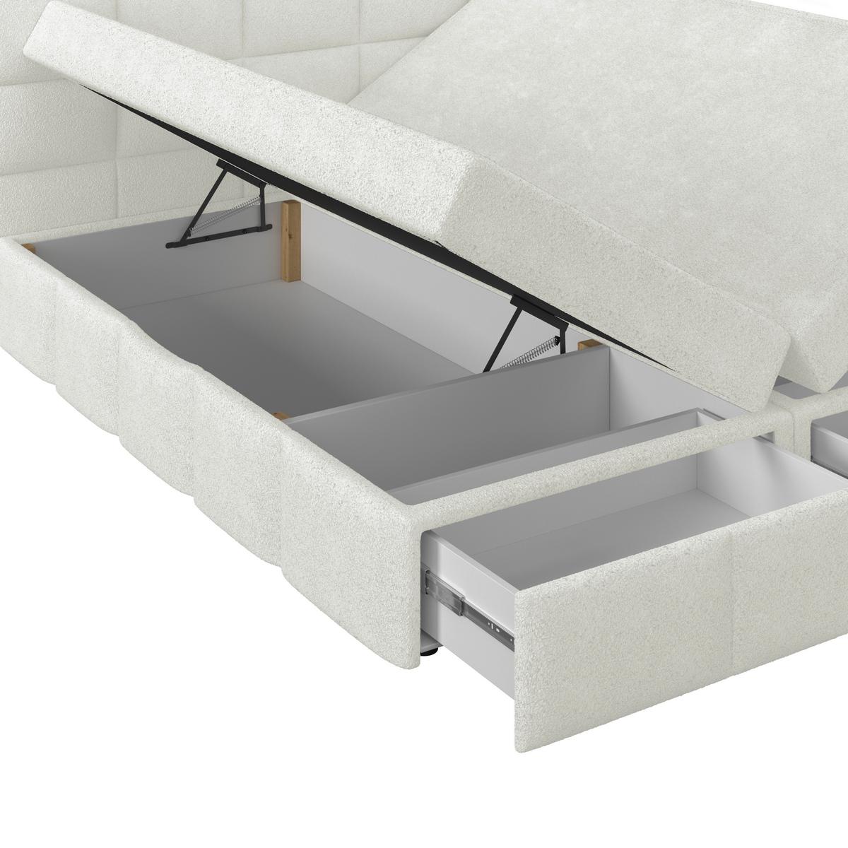 Polsterbett Alba Boucle Weiß, 180x200 Cm - Schwarz/Weiß, Trend, Textil (180/200cm)