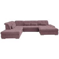 Wohnlandschaft Dalida Mit Schlaffunktion Brombeere - Chromfarben/Brombeere, Design, Textil (254/376/195cm) - Livetastic