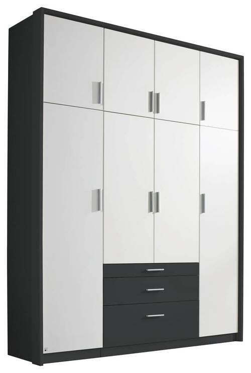 Drehtürenschrank mit Laden 185cm Hildesheim, Weiß/Grau - Weiß/Grau, Design, Holzwerkstoff (185/231/56cm) - Rauch Möbel