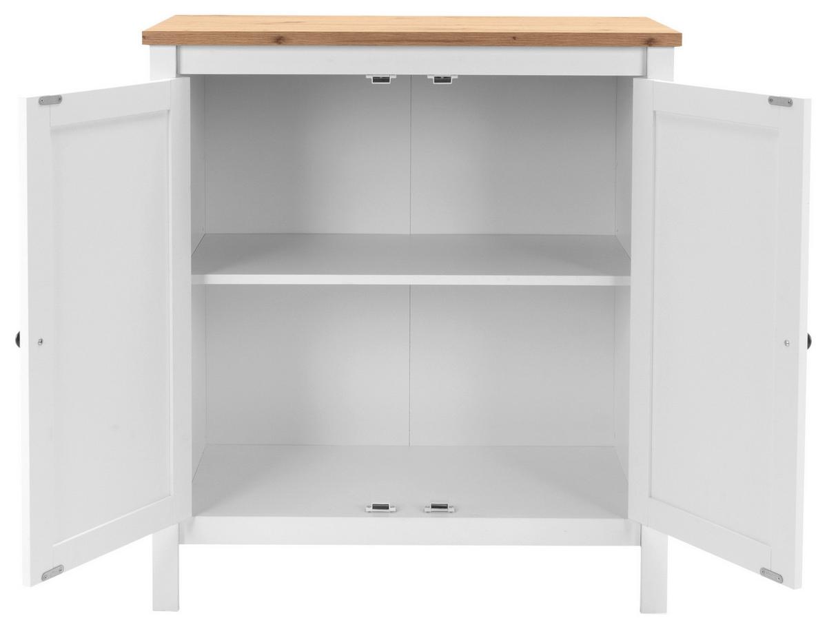 Kommode B 80 cm Bergen 1, Weiß/Eiche Dekor - Eichefarben, KONVENTIONELL, Holzwerkstoff (80/90/40cm) - MID.YOU