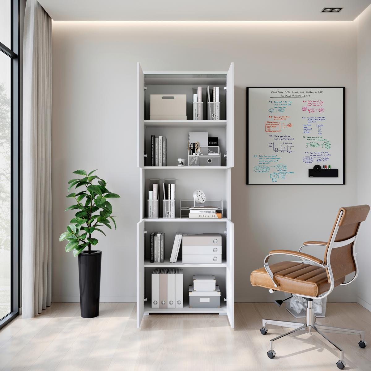 Aktenschrank Vera Weiß/Weiß Hg B: 68cm - Weiß Hochglanz/Weiß, Design, Holzwerkstoff (68/181,9/33cm) - Livetastic