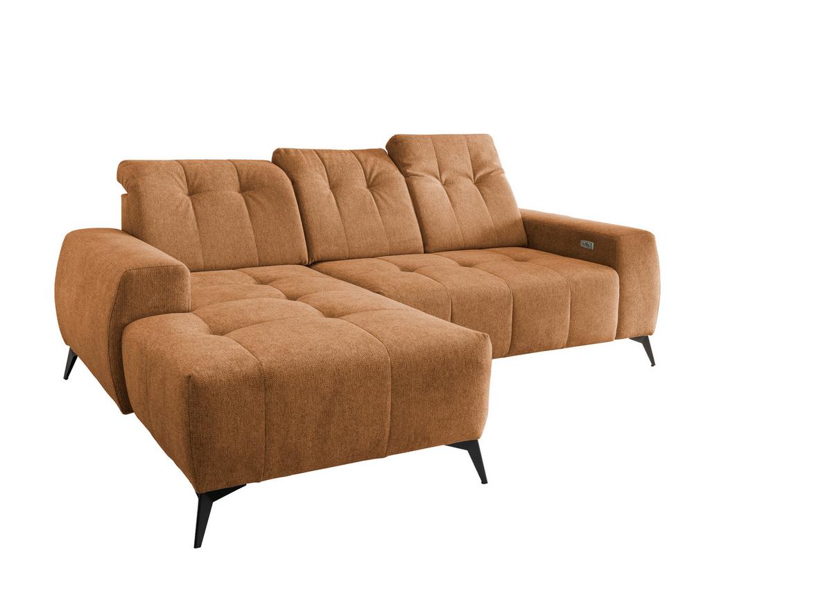 Ecksofa mit USB Anschluss Sano, Currygelb, S: 180x258 cm - Currygelb/Schwarz, MODERN, Textil (180/258cm) - Livetastic