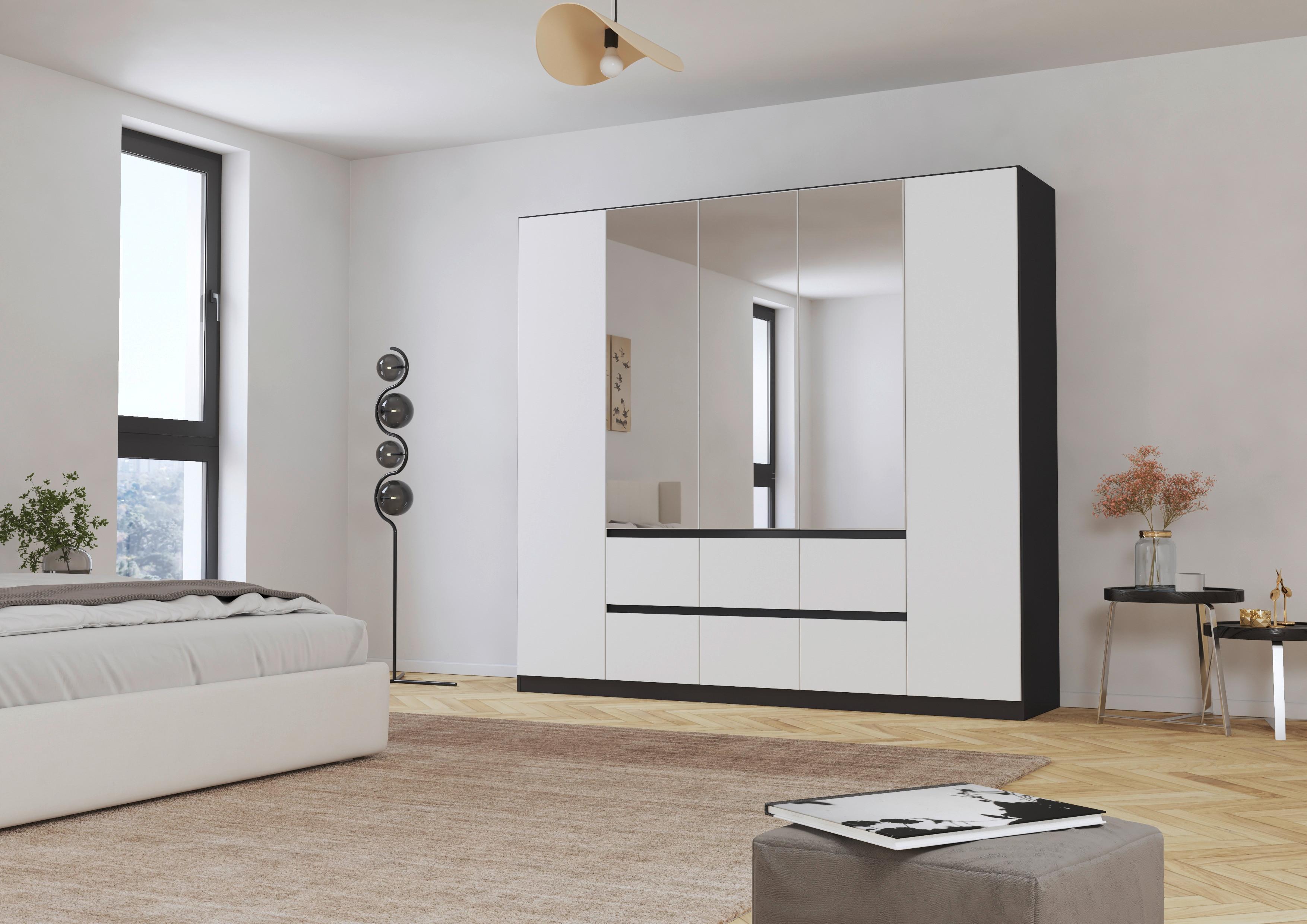 Drehtürenschrank Mainz Grau/Weiß B: 226 cm - Silberfarben/Weiß, Basics, Holzwerkstoff (226/210/54cm) - Rauch Möbel