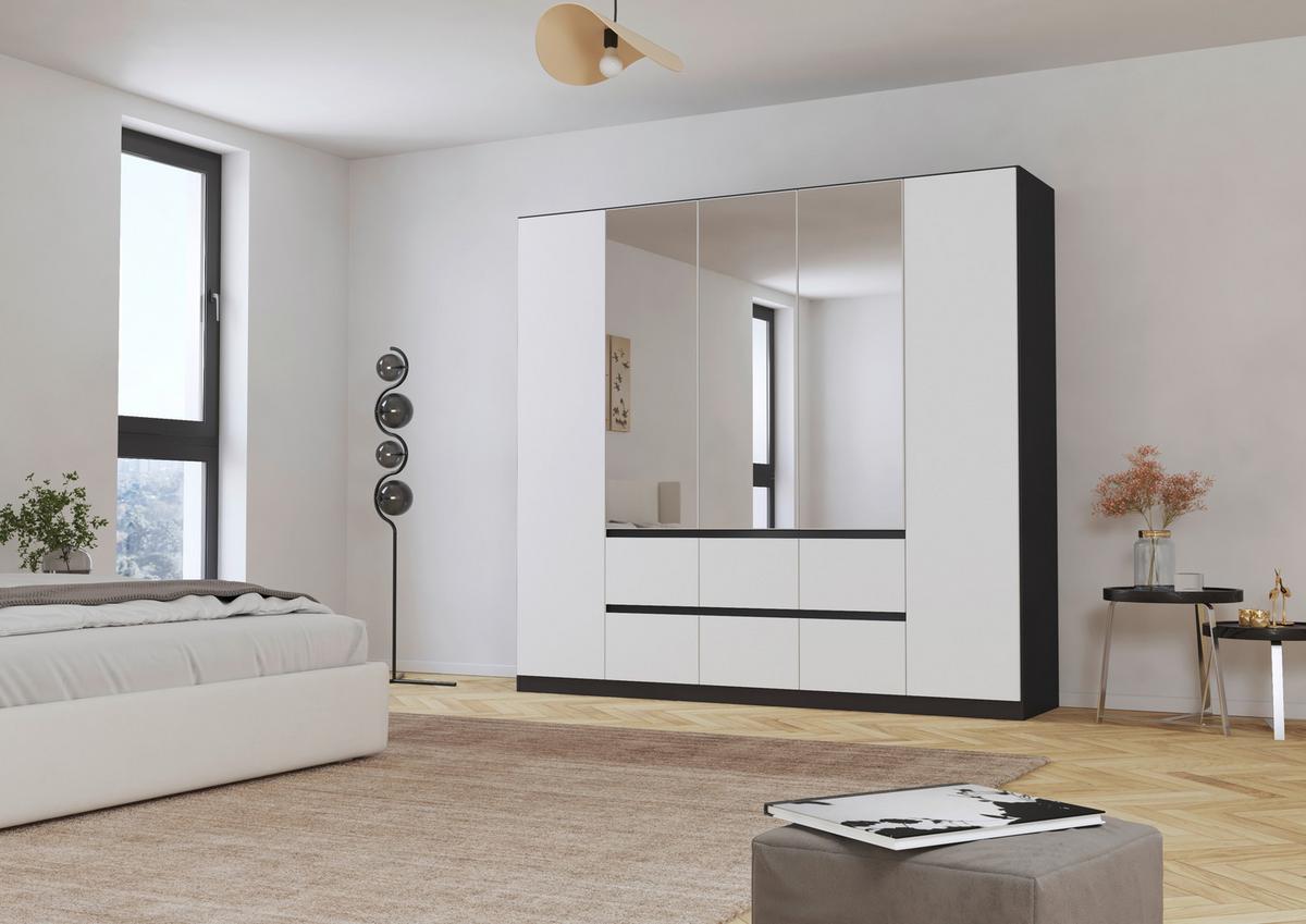 Drehtürenschrank Mainz Grau/Weiß B: 226 cm - Silberfarben/Weiß, Basics, Holzwerkstoff (226/210/54cm) - Rauch Möbel