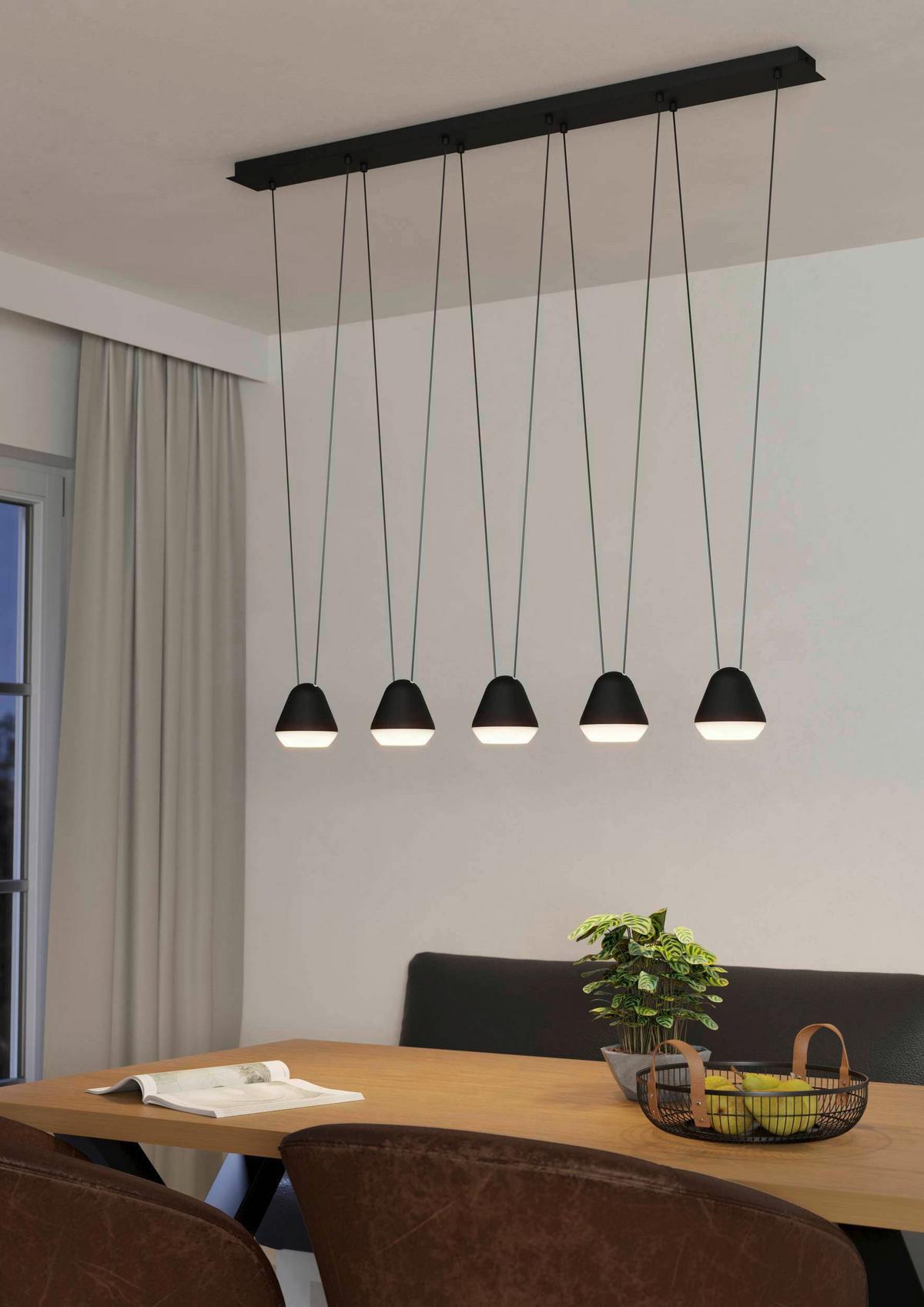 LED-Hängeleuchte 99013* Palbieta - Klar/Schwarz, Design, Kunststoff/Metall (116/11,5/110cm) - Eglo