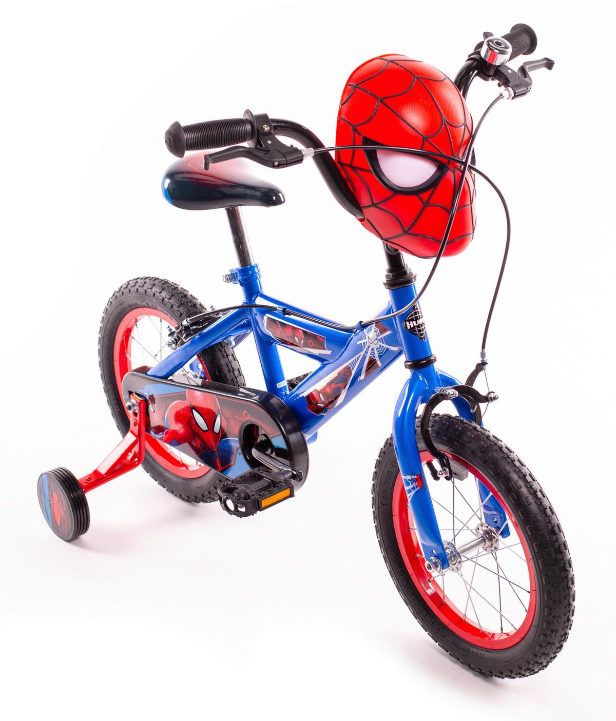 Kinderfahrrad mit Stützrädern Huffy Spider-Man 14 Zoll - Blau, Basics, Metall (53,3/96,5/73,7cm)