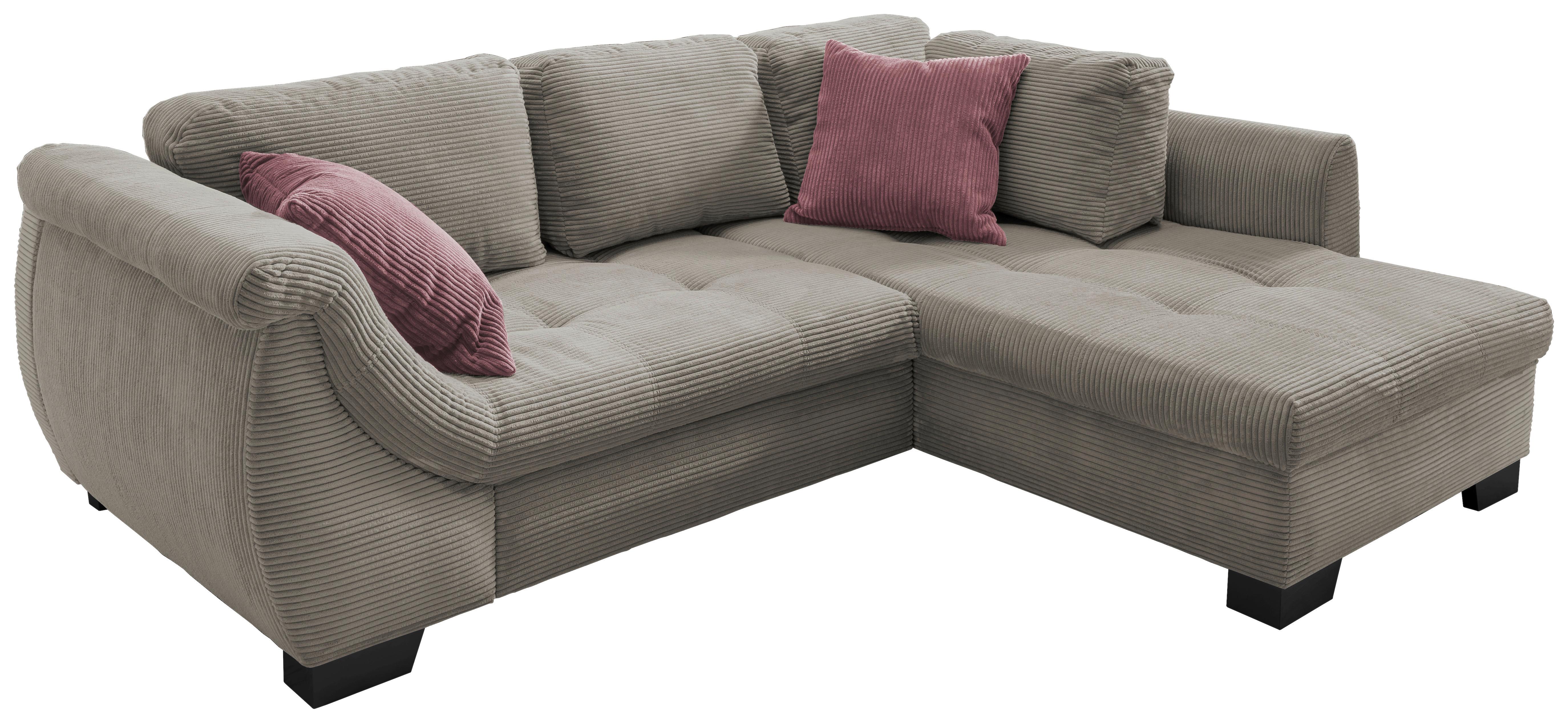 Ecksofa mit Schlaffunktion Flora Graubraun Kord - Koralle/Graubraun, Design, Textil (250/190cm) - MID.YOU