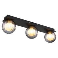 Badezimmer-Deckenleuchte 41928-3 - Schwarz, Design, Glas/Metall (50/10/12,5cm) - Globo