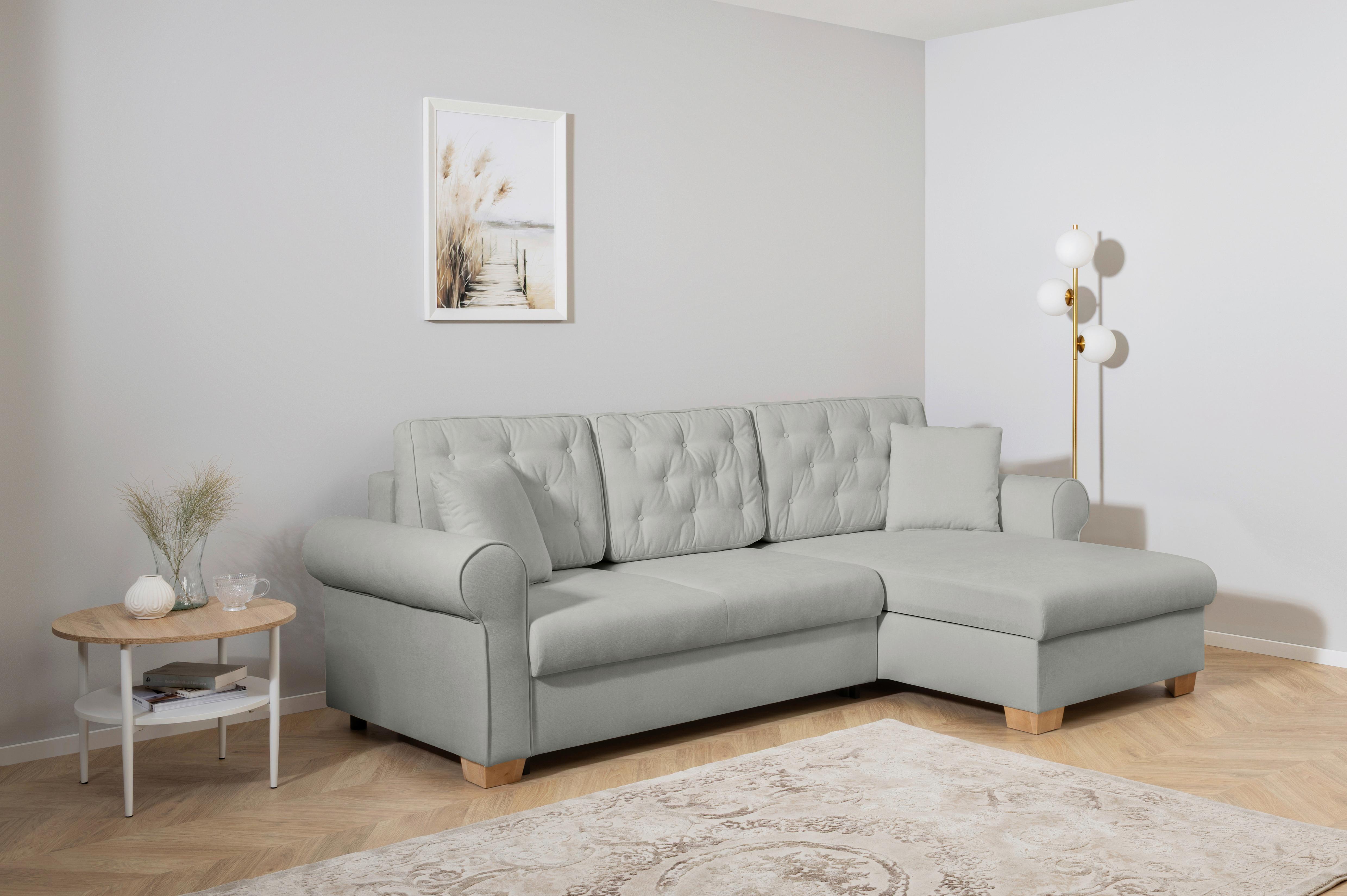 Ecksofa Arles, Grau 90 S: 266x161 Cm - Buchefarben/Grau, Design, Textil (266/161cm) - MID.YOU