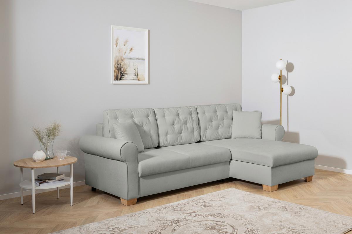 Ecksofa Arles, Grau 90 S: 266x161 Cm - Buchefarben/Grau, Design, Textil (266/161cm) - MID.YOU