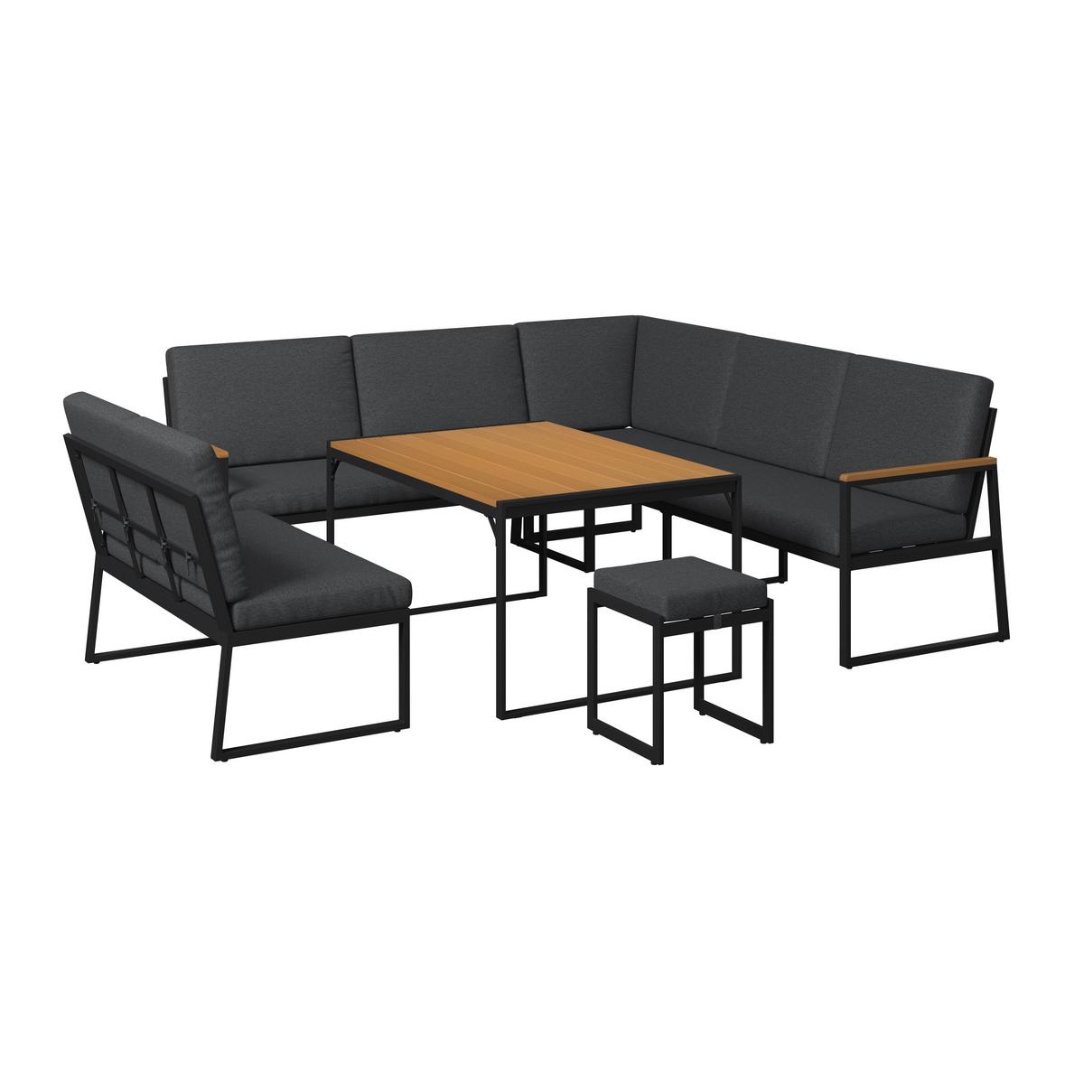 Loungegarnitur Lorca - Anthrazit/Naturfarben, MODERN, Kunststoff/Textil (158/217cm) - Beldano