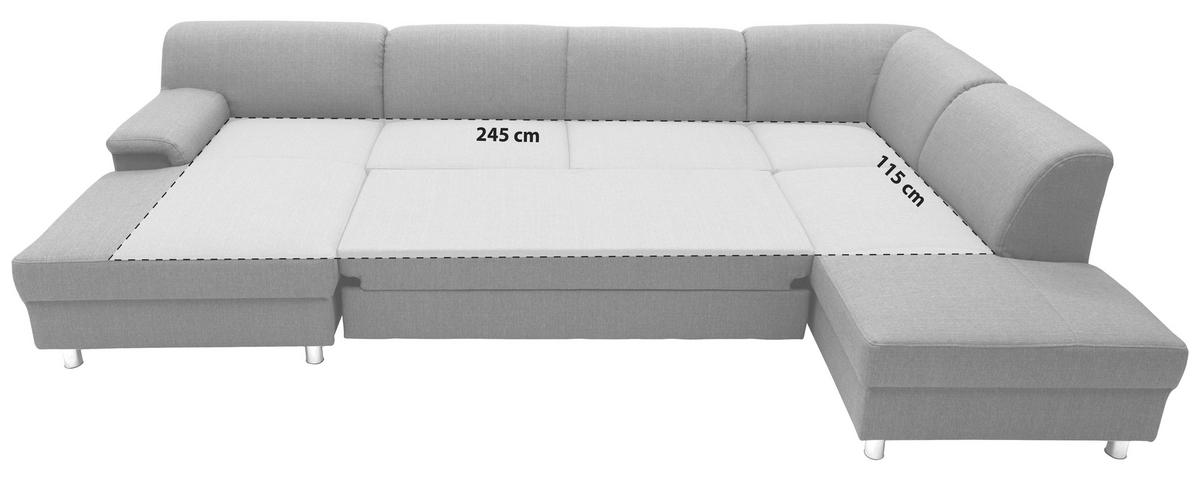 Wohnlandschaft Jamie Mit Schlaffunktion Beige - Chromfarben/Beige, KONVENTIONELL, Textil (150/308/195cm) - MID.YOU