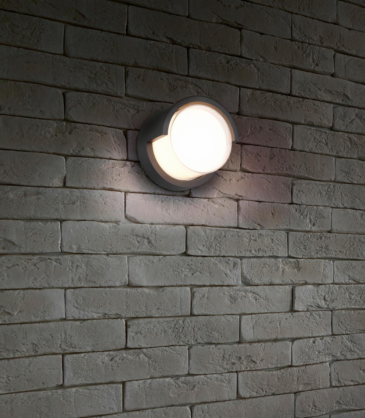 AUßENWANDLEUCHTE Outdoor, 3000K, warmweiß - Schwarz/Weiß, Design, Kunststoff (15/10cm)