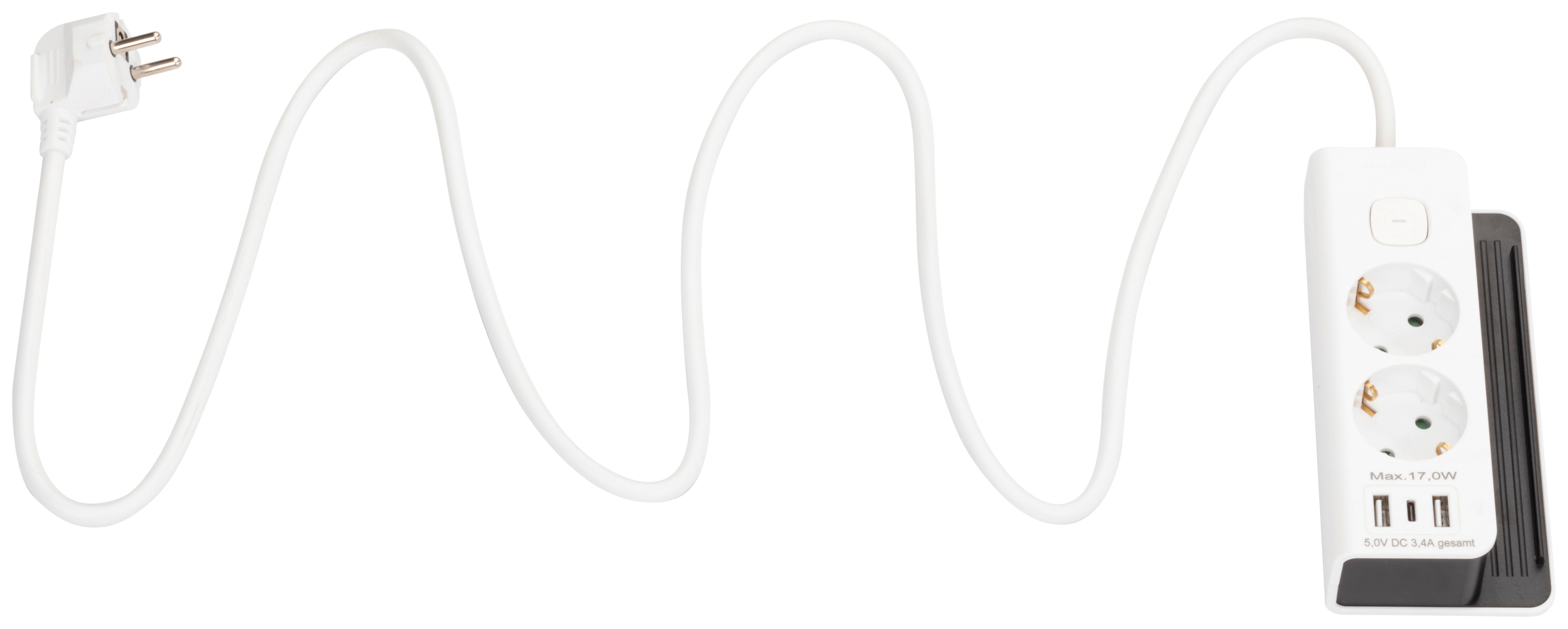 ZÁSUVKOVÁ LIŠTA MIM - bílá/černá, Konvenční, kov/plast (16/8/4,2cm) - Mömax
