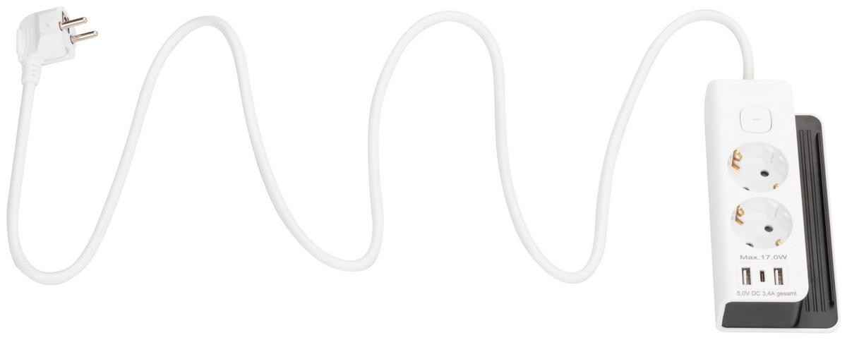 ZÁSUVKOVÁ LIŠTA MIM - bílá/černá, Konvenční, kov/plast (16/8/4,2cm) - Mömax