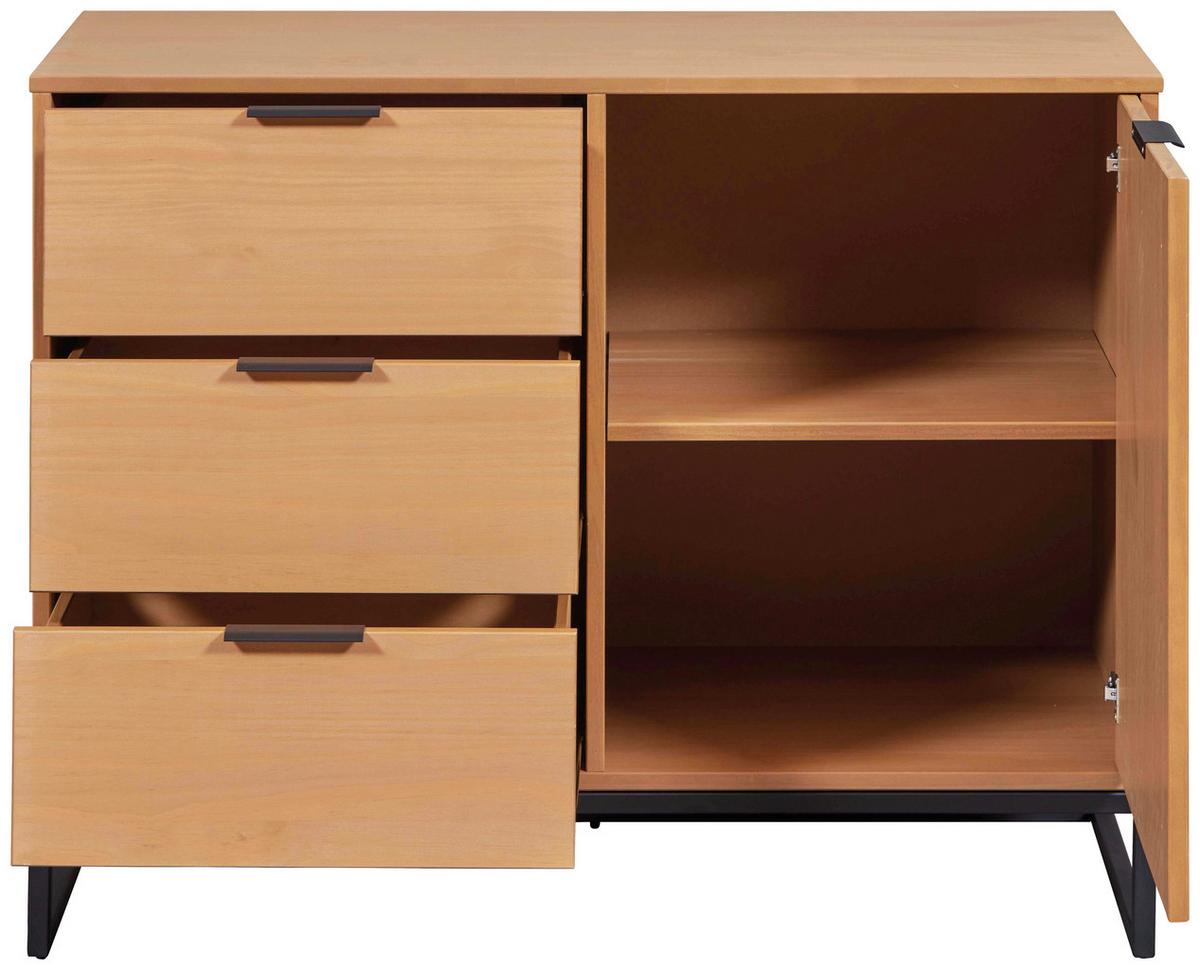 Kommode 101 Cm Vivo, Eichefarben - Eichefarben/Schwarz, Design, Holz (101/80/45cm) - Livetastic