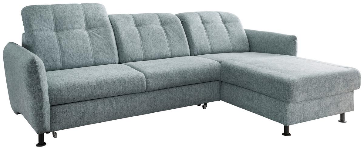 Ecksofa Minori Chenille Mintgrün, S: 267x184 cm - Schwarz/Mintgrün, MODERN, Textil (267/184cm) - Livetastic