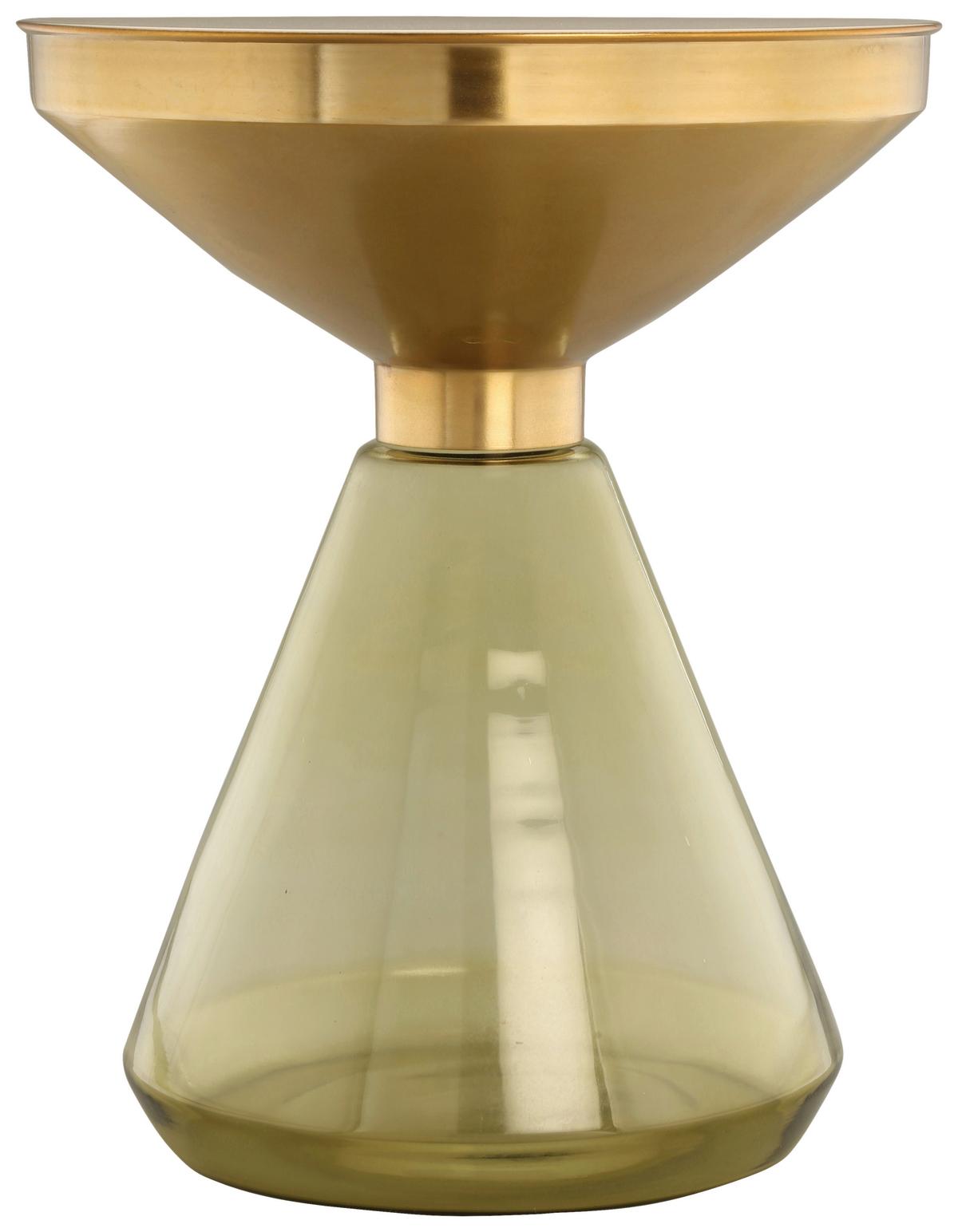 Beistelltisch Roman 325 Grün/Goldfarben D: 41,5 cm - Goldfarben/Grün, Design, Glas/Metall (41,5/53cm) - Kayoom