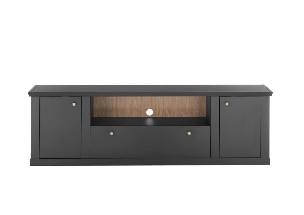 Lowboar Lincoln Schwarz/Eichefarben B: 205cm - Eichefarben/Schwarz, Design, Holzwerkstoff (205/62/42cm) - MID.YOU