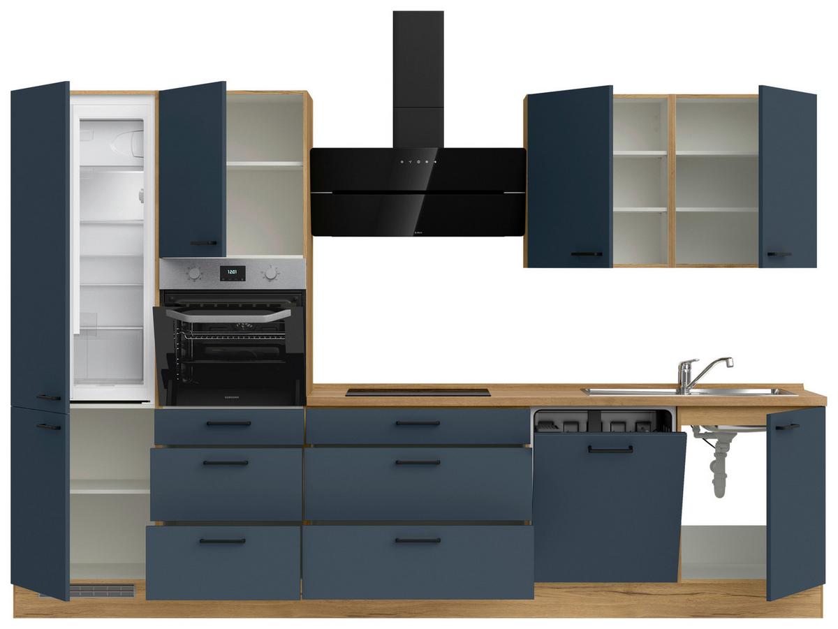 Küchenleerblock Easytouch High-Line, H8 Links - Blau/Eichefarben, MODERN, Holzwerkstoff (330cm) - Nobilia