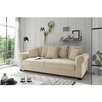 2-Sitzer-Sofa Mit Schlaffunktion Maureen B:250cm - Creme/Schwarz, KONVENTIONELL, Textil (247/95/125cm) - MID.YOU