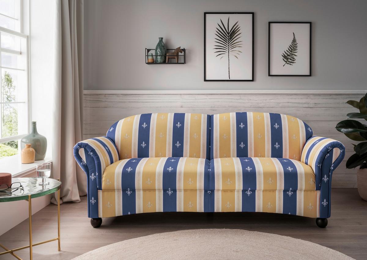 Sitzgarnitur Torello 3-teilig Blau - Wengefarben/Blau, KONVENTIONELL, Textil (439/84/80cm) - Livetastic