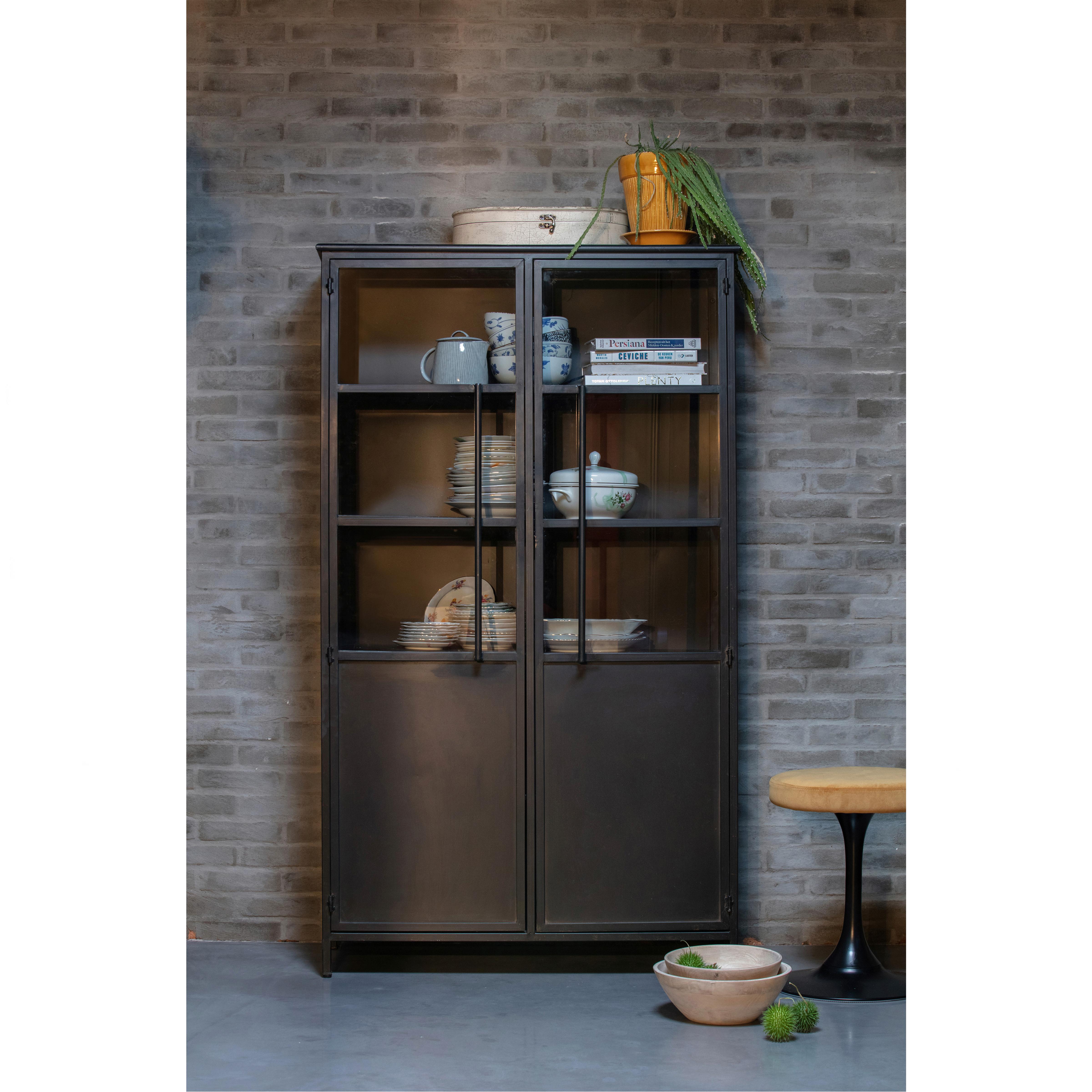 Vitrine Exhibit Schwarz B: 99 Cm - Schwarz, Design, Glas/Metall (99/170/44cm) - Livetastic