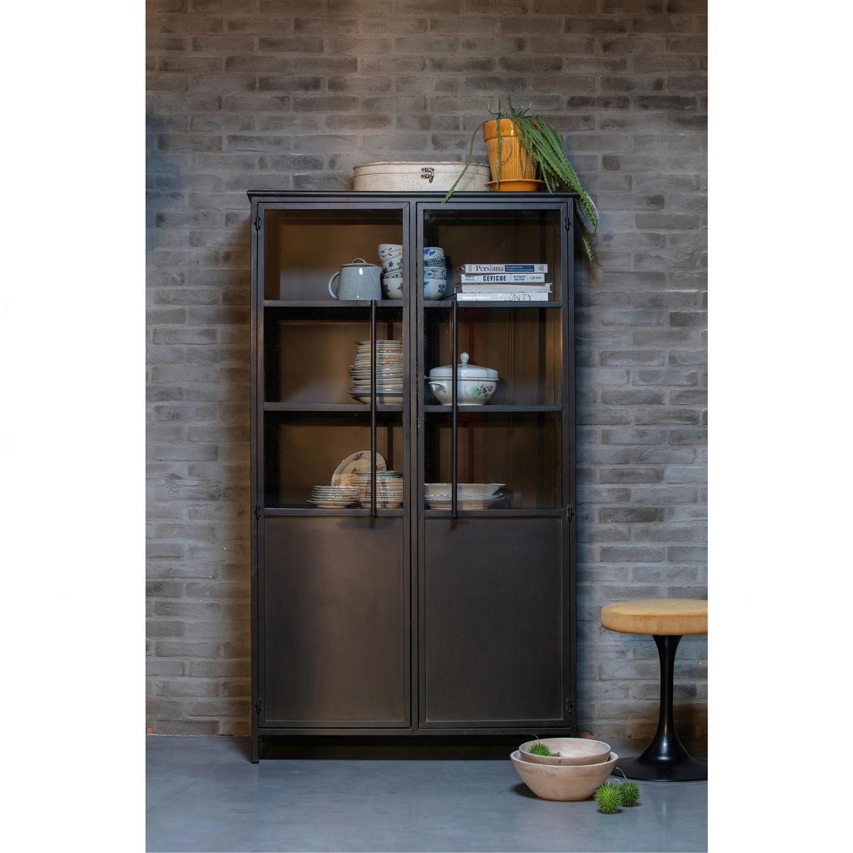 Vitrine Exhibit Schwarz B: 99 Cm - Schwarz, Design, Glas/Metall (99/170/44cm) - Livetastic