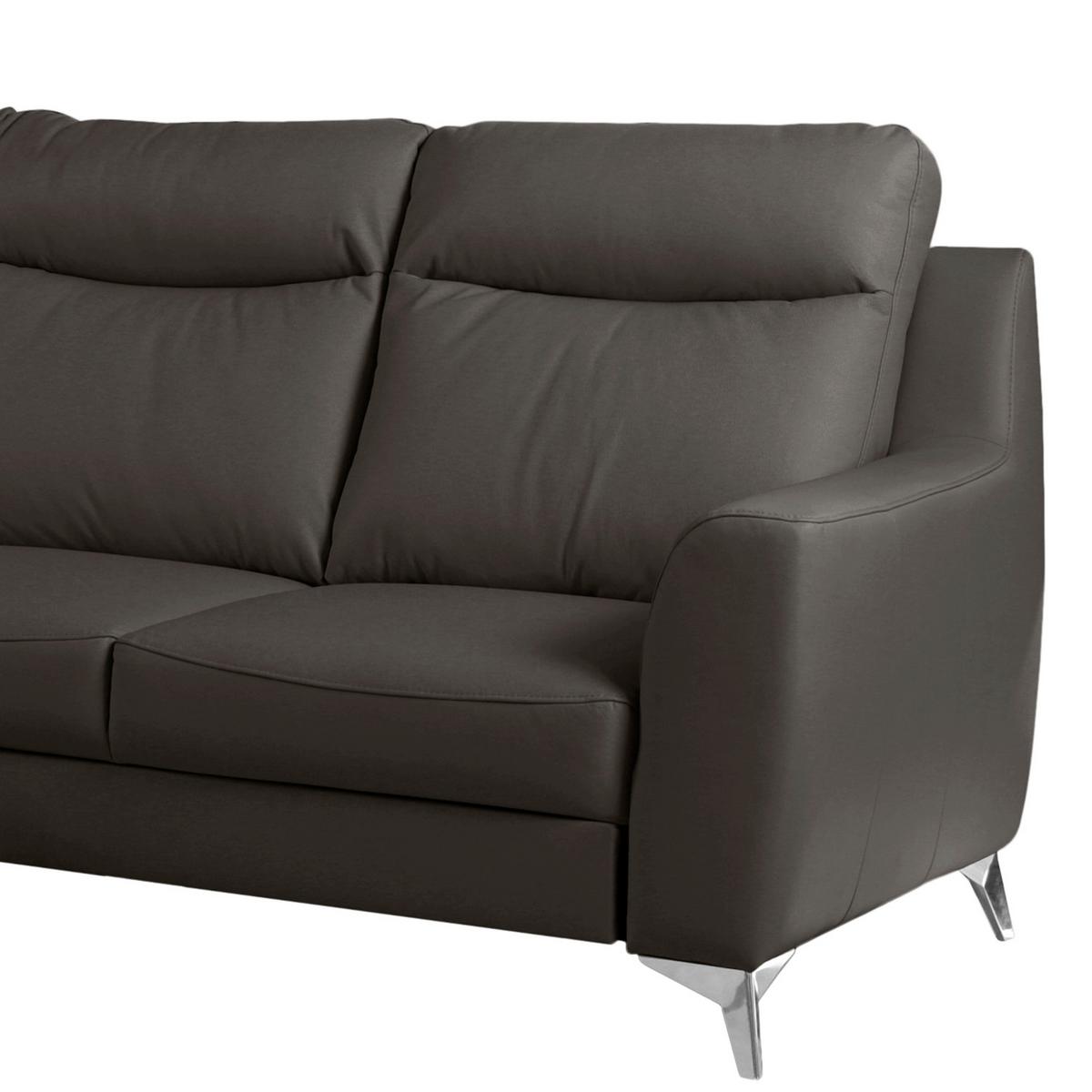 Ecksofa Gio Dunkelbraun S: 168x236 Cm - Chromfarben/Dunkelbraun, Design, Leder/Textil (168/236cm) - Livetastic