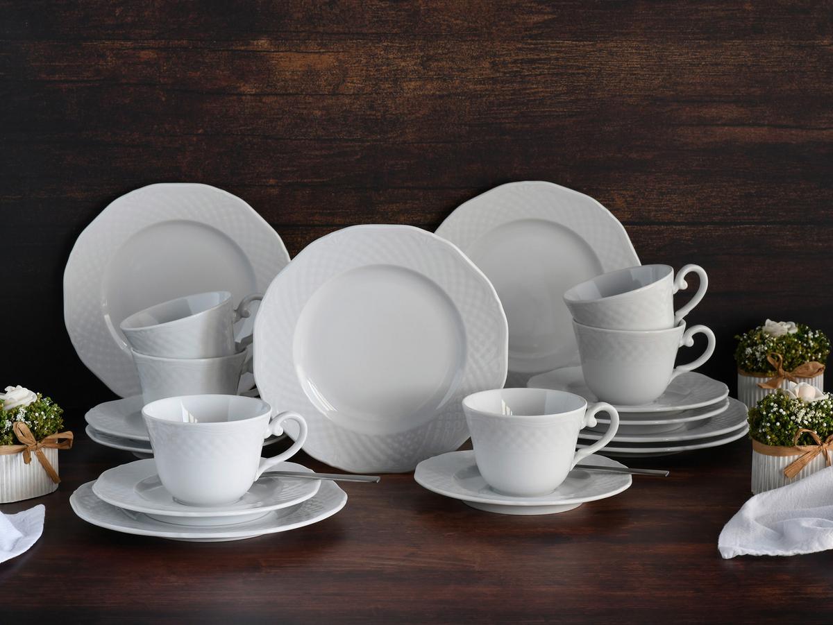 Kaffeeservice Arianne 18-tlg. Keramik, Weiß - Weiß, Basics, Keramik - Creatable
