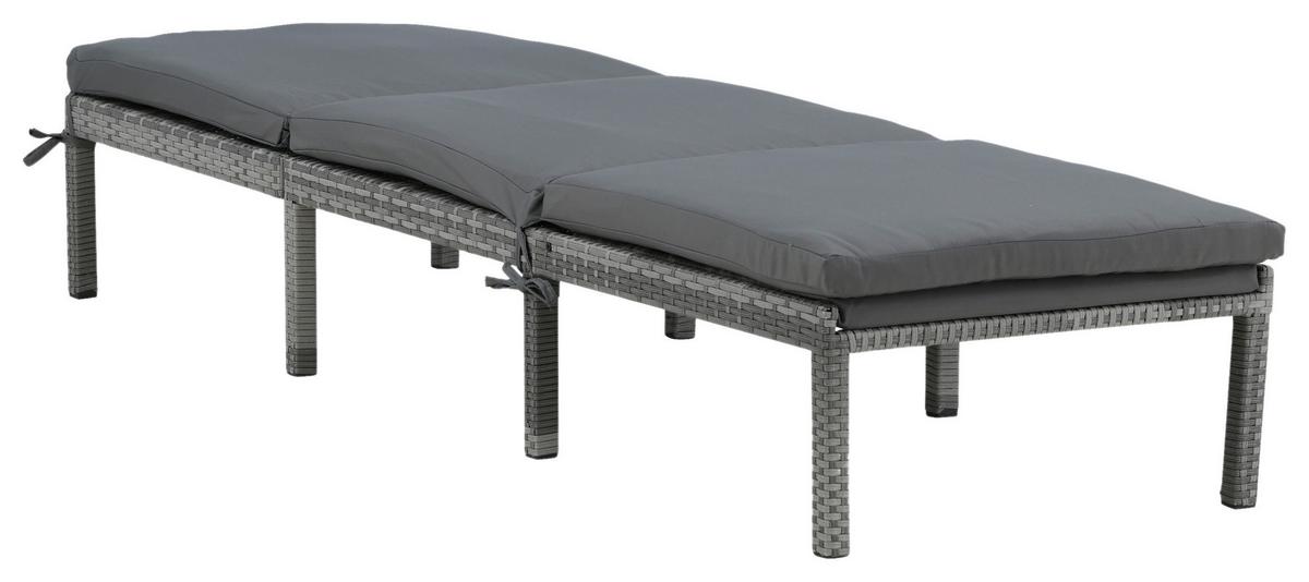 Sonnenliege Bilbao Kunststoffgeflecht - Grau, KONVENTIONELL, Kunststoff/Textil (59/84/198cm) - Gardenson