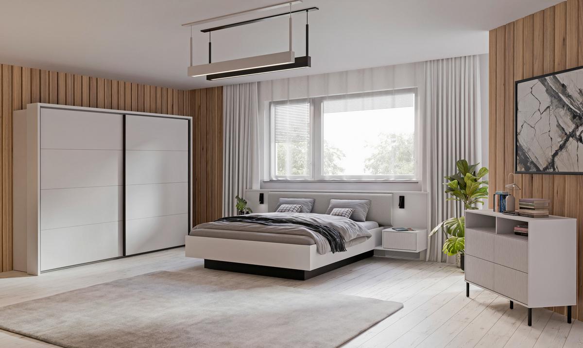 ŠATNÍ SKŘÍŇ S POSUVNÝMI DVEŘM NEKTARIUS - šedá/černá, Moderní, kov/kompozitní dřevo (269,8/210,5/62,9cm)